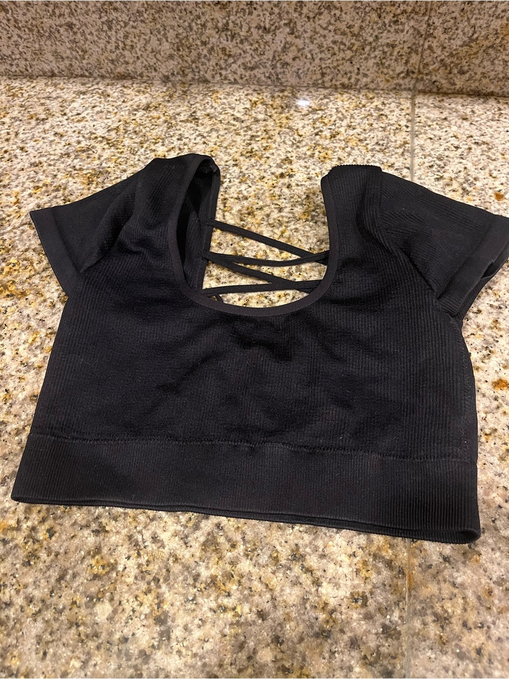 aerie Black Crisscross Back Crop Top
